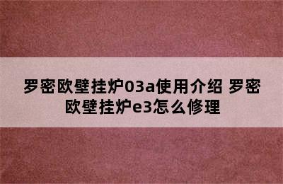 罗密欧壁挂炉03a使用介绍 罗密欧壁挂炉e3怎么修理